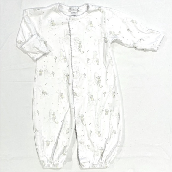 Kissy Kissy Convertible Gown Boys Small 0-3M Girls Giraffes Bears Pima Cotton - Picture 2 of 5